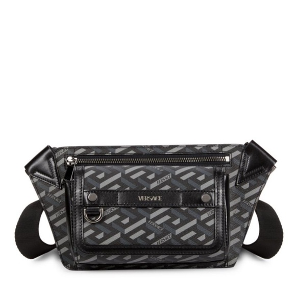 Versace Other - Versace unisex la Greca leather logo monogram all over sling or belt bag NEW